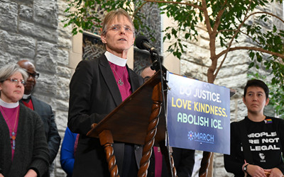 ONE YEAR AFTER SHE URGED TRUMP TO HAVE MERCY, BISHOP BUDDE LEADS CLERGY PROTESTS IN MINNEAPOLIS